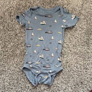 Kyte BABY Blue Sailboat Print One-Piece Bodysuit